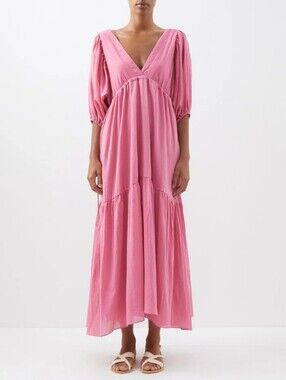 Magellan Gathered Organic-Cotton Voile Dress